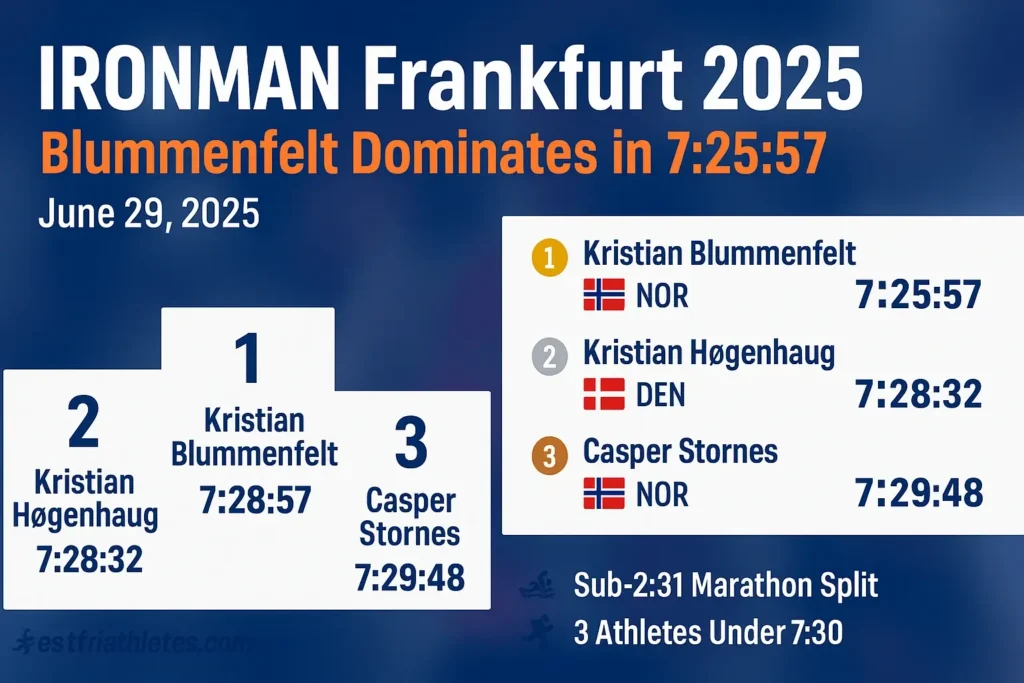 IRONMAN Frankfurt 2025 results showing Kristian Blummenfelt victory